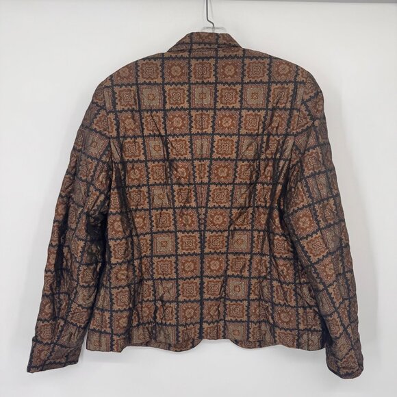 Vintage Antonette Franz Haushofer Womens Silk Blazer Jacket Brown Geometric Patt - Picture 8 of 11